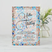 Farbenfrohe und lustige Mosaik Hallo 30. Geburtsta Einladung (Stehend Vorderseite)