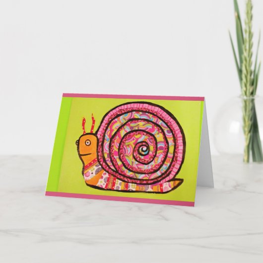 Farbenfrohe und lustige Snail Grußkarte Karte (Vorderseite)