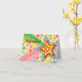 Farbenfrohe und lustige Superstar Rainbow Herzlich Karte (Gelbe Blume)