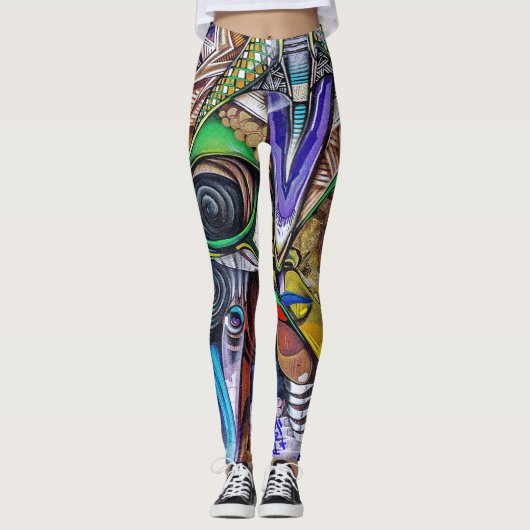 Farbenfrohe und moderne Graffiti-Leggings Leggings (Vorderseite)