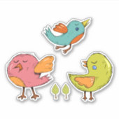 Farbenfrohe und Niedliche Whimsisches Vogeltrio Aufkleber (Vorderseite)
