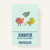 Farbenfrohe und Niedliche Whimsisches Vogeltrio Ausweis (Vorderseite)