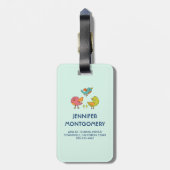 Farbenfrohe und Niedliche Whimsisches Vogeltrio Gepäckanhänger (Rückseite vertikal)