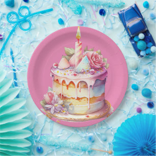 Farbenfrohe und schöne Kuchengestaltung, modern Pappteller