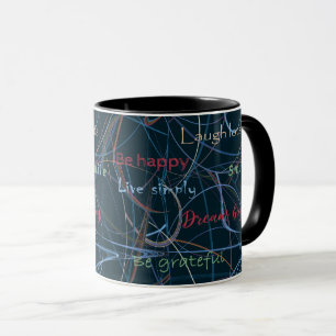 Farbenfrohe und schwarze Buchstaben & Abstraktion Tasse