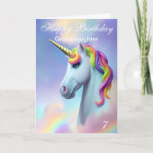 Farbenfrohe Unicorn Happy Birthday Enkeltochter Karte (Vorderseite)