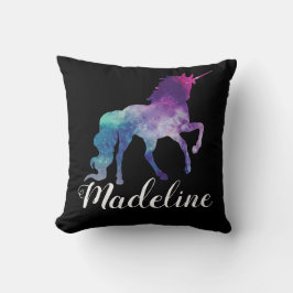 Farbenfrohe Universum Einhorn Kissen