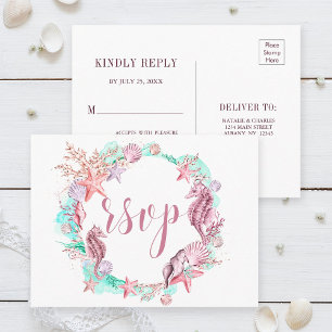 Farbenfrohe Unter dem Meer Sommer RSVP Einladungspostkarte