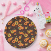 Farbenfrohe Unterdruckpumpen Orange/Schwarz Pappteller (Party)