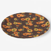 Farbenfrohe Unterdruckpumpen Orange/Schwarz Pappteller (Schrägansicht)