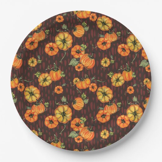 Farbenfrohe Unterdruckpumpen Orange/Schwarz Pappteller (Vorderseite)