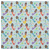 Farbenfrohe Unterseemädchen & Blauer Fisch Stoff (Muster)