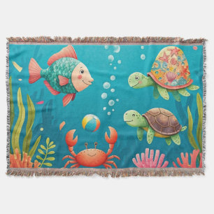 Farbenfrohe Unterwasserfische Krabbenschildkröte Decke