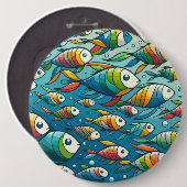 Farbenfrohe Unterwasserkunst Button (Vorne & Hinten)