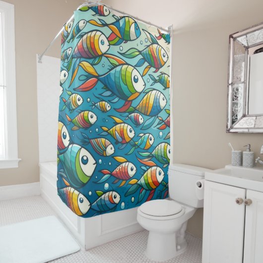 Farbenfrohe Unterwasserkunst Duschvorhang (Beispiel)