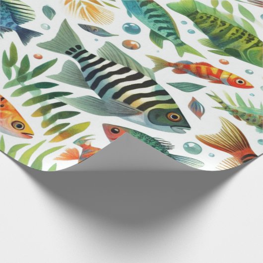 Farbenfrohe Unterwasserkunst Geschenkpapier (Ecke)