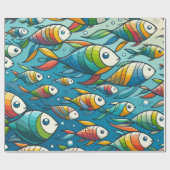 Farbenfrohe Unterwasserkunst Geschenkpapier (Flach)