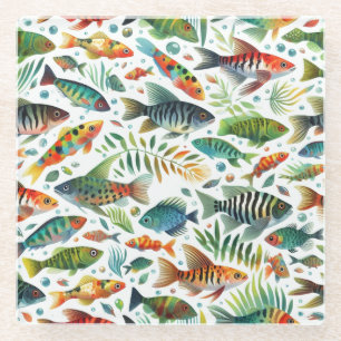 Farbenfrohe Unterwasserkunst Glasuntersetzer