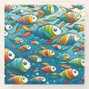 Farbenfrohe Unterwasserkunst Glasuntersetzer