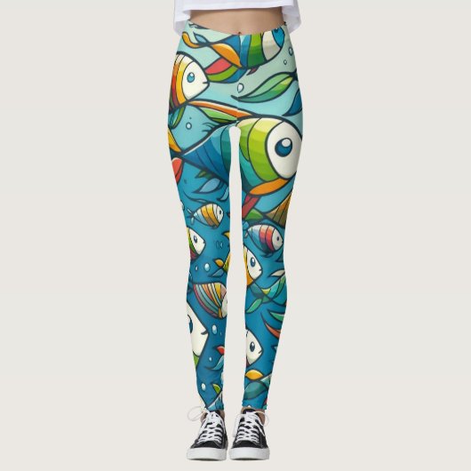 Farbenfrohe Unterwasserkunst Leggings (Vorderseite)
