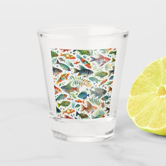 Farbenfrohe Unterwasserkunst Schnapsglas (Vorderseite)