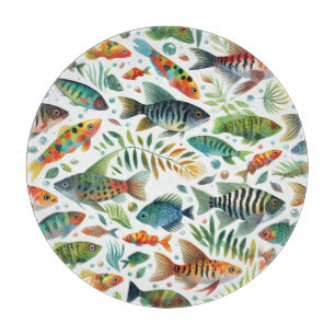 Farbenfrohe Unterwasserkunst Schneidebrett