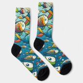 Farbenfrohe Unterwasserkunst Socken (Rechts)