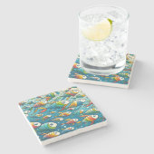 Farbenfrohe Unterwasserkunst Steinuntersetzer (Seitenansicht)