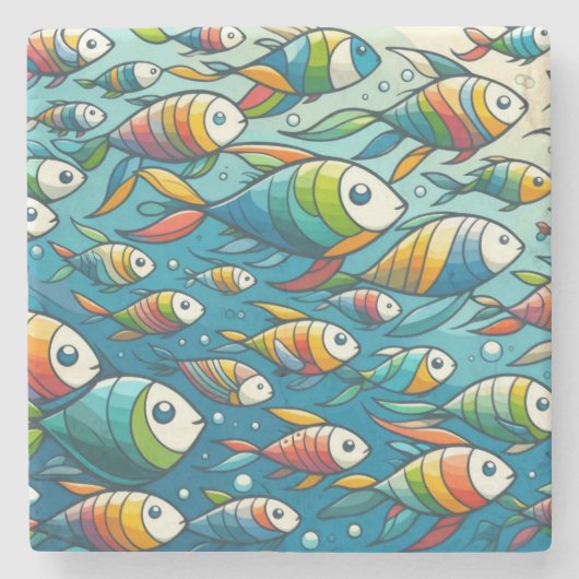 Farbenfrohe Unterwasserkunst Steinuntersetzer (Vorderseite)