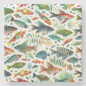 Farbenfrohe Unterwasserkunst Steinuntersetzer (Vorderseite)