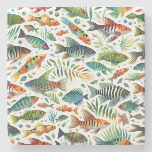 Farbenfrohe Unterwasserkunst Steinuntersetzer (Vorderseite)