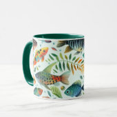 Farbenfrohe Unterwasserkunst Tasse (Vorderseite Links)