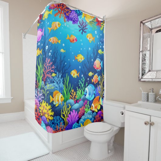 Farbenfrohe Unterwasserszene Duschvorhang (Beispiel)