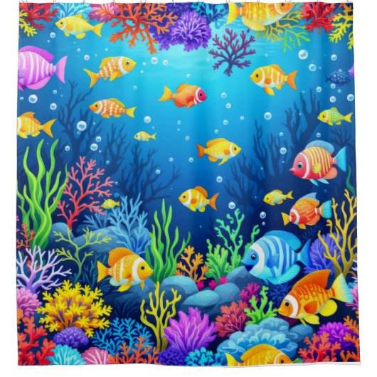 Farbenfrohe Unterwasserszene Duschvorhang (Vorderseite)