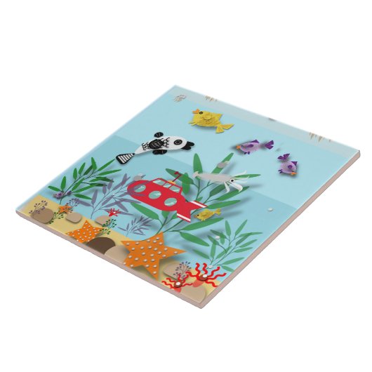 Farbenfrohe Unterwasserszene Fliese (Seite)