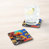 Farbenfrohe Unterwasserwelt Getränkeuntersetzer (Rechte Seite)