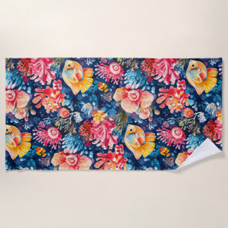 Farbenfrohe Unterwasserwelt Strandtuch