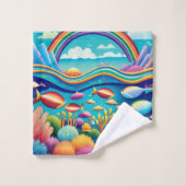 Farbenfrohe Unterwasserwelt unter dem Regenbogen Badhandtuch Set (Waschlappen)