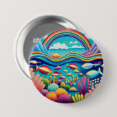 Farbenfrohe Unterwasserwelt unter dem Regenbogen Button (Vorne & Hinten)
