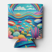 Farbenfrohe Unterwasserwelt unter dem Regenbogen Dosenkühler (Vorderseite)