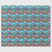 Farbenfrohe Unterwasserwelt unter dem Regenbogen Geschenkpapier (Flach)