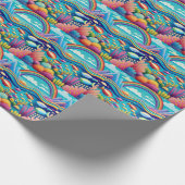 Farbenfrohe Unterwasserwelt unter dem Regenbogen Geschenkpapier (Ecke)