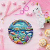 Farbenfrohe Unterwasserwelt unter dem Regenbogen Pappteller (Party)