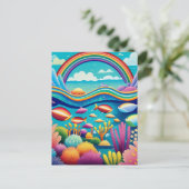 Farbenfrohe Unterwasserwelt unter dem Regenbogen Postkarte (Stehend Vorderseite)