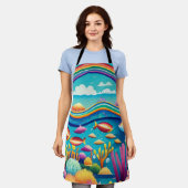 Farbenfrohe Unterwasserwelt unter dem Regenbogen Schürze (Getragen)