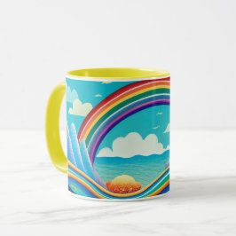 Farbenfrohe Unterwasserwelt unter dem Regenbogen Tasse