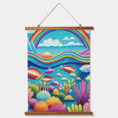 Farbenfrohe Unterwasserwelt unter dem Regenbogen Wandteppich Mit Holzrahmen (Vorderseite)