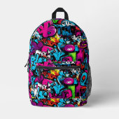 Farbenfrohe Urban Graffiti Bedruckter Rucksack (Vorderseite)