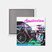 Farbenfrohe urbane Fahrradkollektion - Amsterdamer Magnet (Vorderseite/Rückseite)