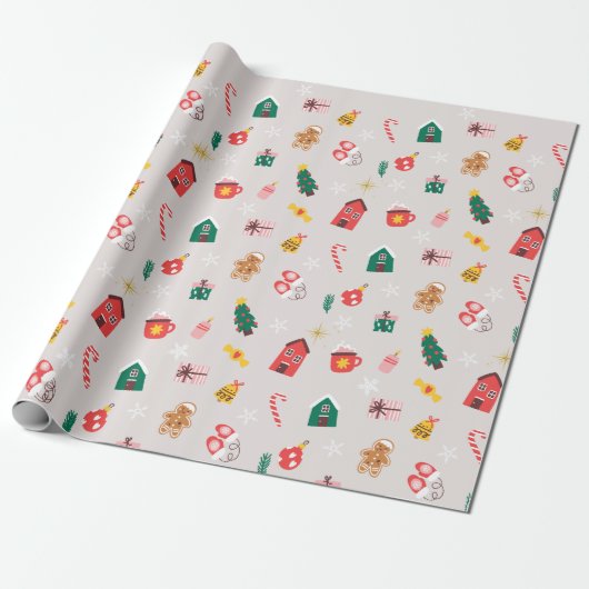 Farbenfrohe Urlaubspapier: Spaß Winter Design Geschenkpapier (Ungerollt)